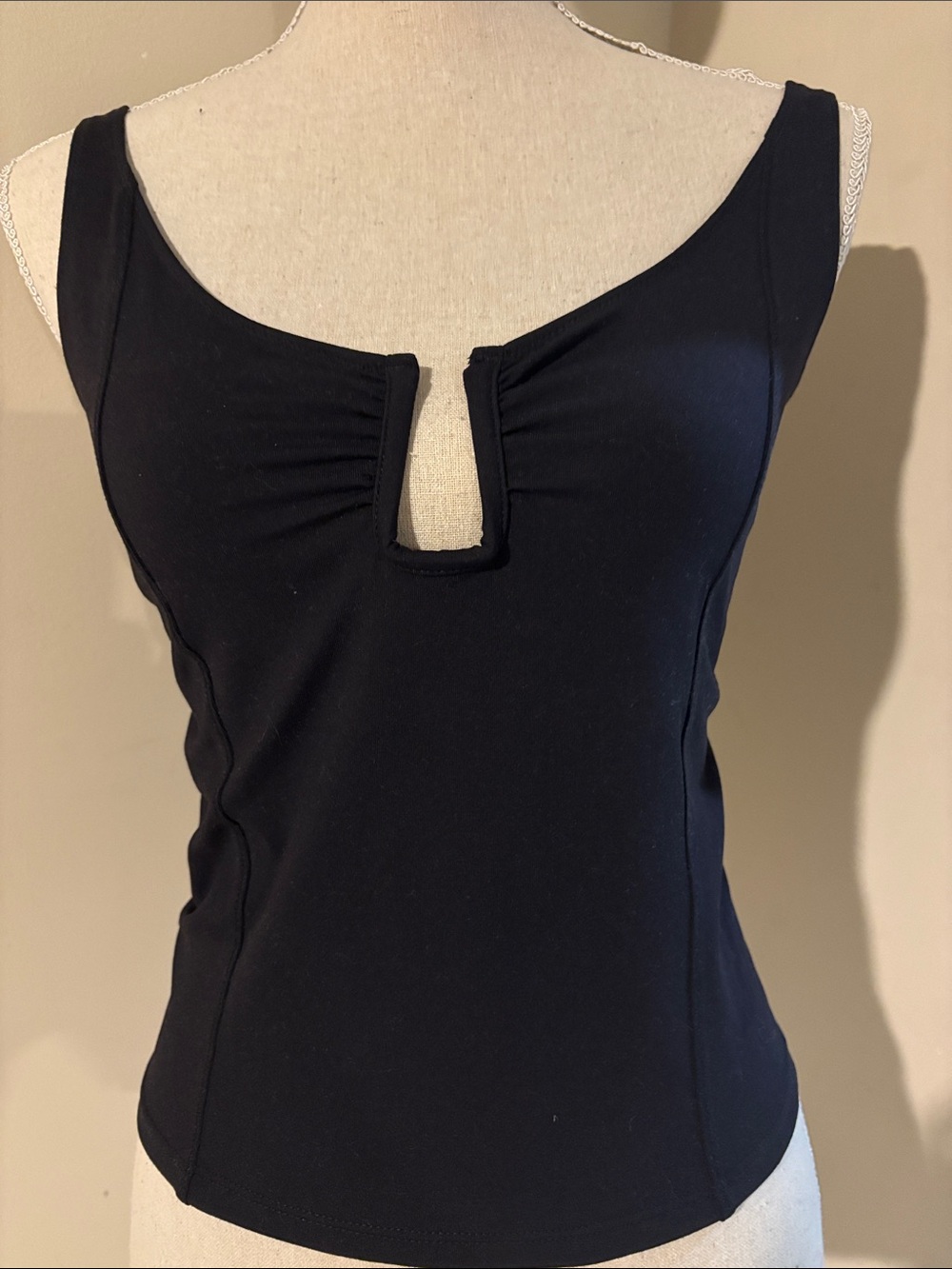 Free people Black Fitted Tank Top Cutout Neckline Corset